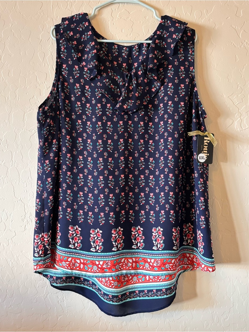 Rouje Paris Navy Floral Sleeveless Camisole XXL